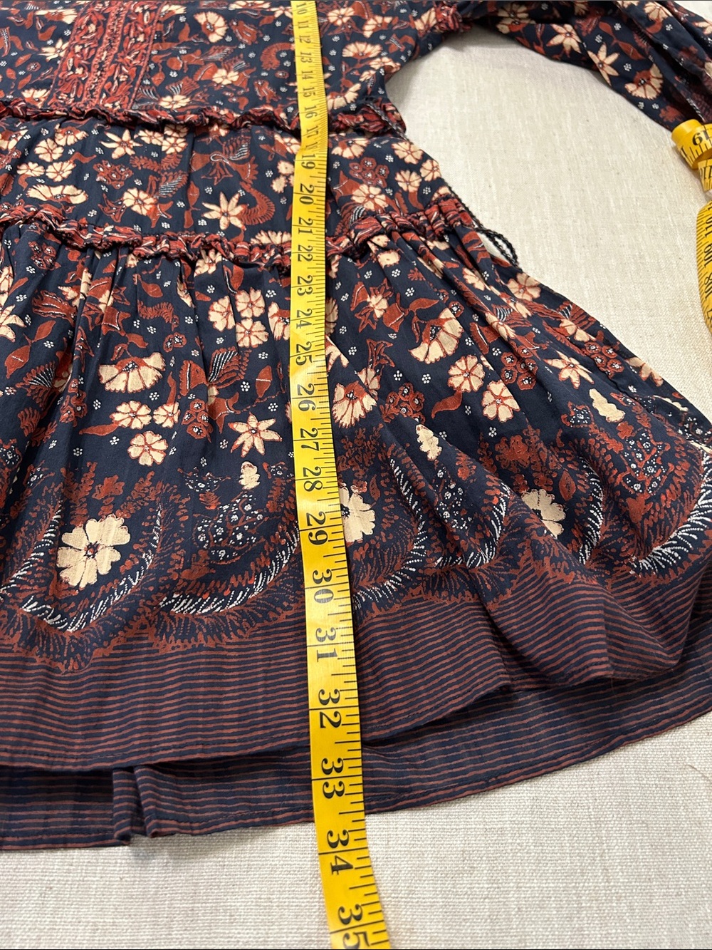 Ulla Johnson Marigold Dress Floral Mini Bohemian Tassel Tiered Babydoll Size 4 - Picture 13 of 16